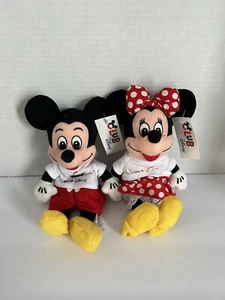 Neu mit Etikett Mickey Mouse & Minnie Mouse Vintage Plüsch Club Disney exklusives Beanie-Set - Bild 1 von 4