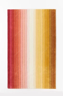 Hand Tufted Wool Area Rugs Brown & Grey Striped Indian Hippie Carpet 8 x 10 Feet - Image 1 of 2