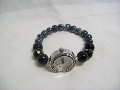 Reloj Pulsera Lafayette Mujer Elastizado Cuentas Pulsera Vidrio y Obsidiana Foto 1 de 4