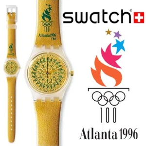 COMO NUEVO RARO Reloj de Coleccionista Swatch '96 Atlanta Olímpico Especial CRISÓFORO LZ104 - Imagen 1 de 3