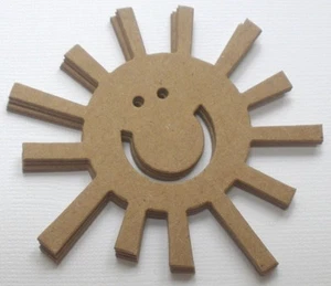 {4} SMiLEY SUN - Unfinished Bare Chipboard Die Cuts - 3" - Picture 1 of 2