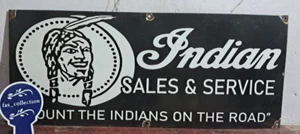 Indian Sales & Service Porcelain Enamel Sign 36 x 15 Inches 1 Sided - Picture 1 of 6