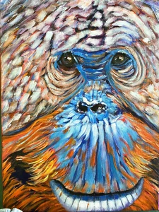 Orang-Utan, Affe Ölgemälde 12 Zoll x 16 Zoll - Bild 1 von 3