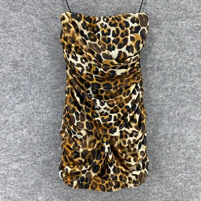 Nuevo con etiquetas Top Express Mujer 2 Marrón Leopardo Sin Tirantes Reunido Cremallera Forrado  Foto 1 de 4