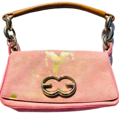 Bolso de mano ESCADA rosa con detalles metálicos dorados-pony y gamuza Foto 1 de 4
