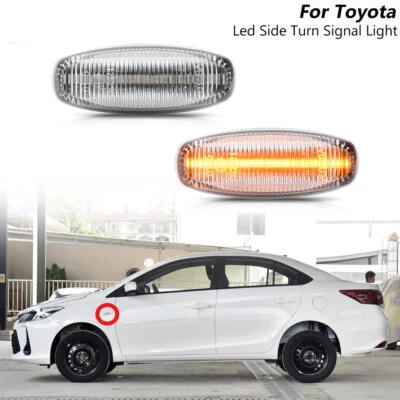 2x Clear LED Side Marker Turn Signal Light For 2014-2019 Toyota Vios Yaris Sedan - Image 1 of 4