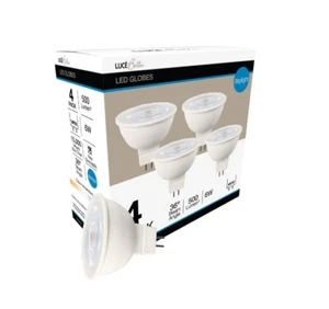 Luce Bella 6W 36° Daylight 5700K MR16 12V LED Globe 500 Lumen GU 5.3 – 4 Pack - Picture 1 of 2