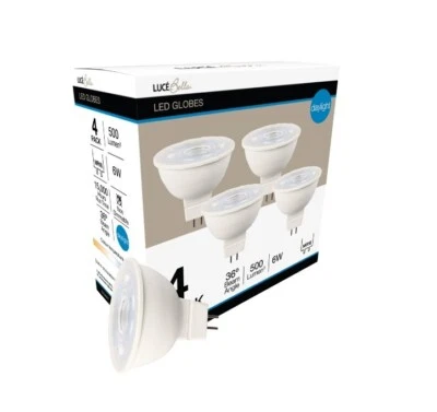 Luce Bella 6W 36° Daylight 5700K MR16 12V LED Globe 500 Lumen GU 5.3  – 4 Pack - Image 1 of 2