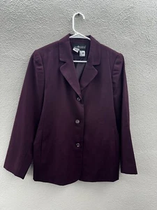 Sag Harbor Womens Blazer Size 6 Purple Pure Wool Three Button Up - Picture 1 of 12