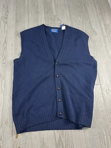 Pendleton Cardigan Sweater Vests Navy Size Large Wool - Picture 1 of 8