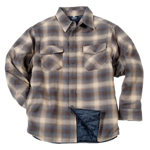 Chaqueta acolchada de franela a cuadros con cierre de botones marrón/beige AB21 (S-5XL) YAGO para hombre - Imagen 1 de 3
