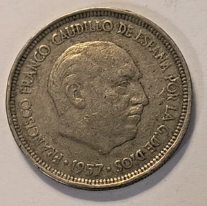 #573 SPAIN 1957 FIVE PESETAS VF Cond Vintage World Collectible Coin - Picture 1 of 4