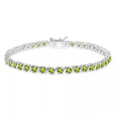 Round 12Ct Lab Created Period S Link Tennis Bracelet in Solid 14K Gold Over 925 - Image 1 of 3