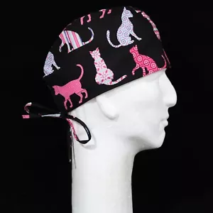 Colorful Cat on Black Theme Scrub Hat - Picture 1 of 1