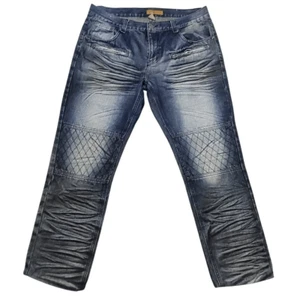 1738 Dynasty Jeans Men's 3628 Dark Wash Distressed Straight Leg Denim Jeans - Picture 1 of 12