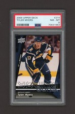 2009-10 UPPER DECK YOUNG GUNS  # 214  TYLER MYERS  PSA 8