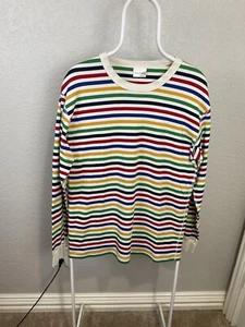 Hanna Anderson Women’s Striped Long Sleeve Knit Top Multi Color Sz Large Cotton - Picture 1 of 7