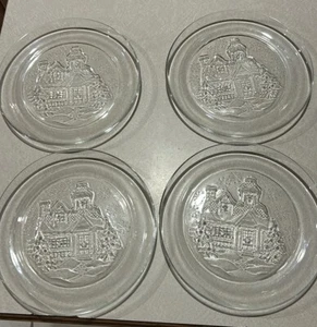 4 Arcoroc Welcome Home Glas Teller Weihnachten Thema Dessertteller 7-3/4" - Bild 1 von 7