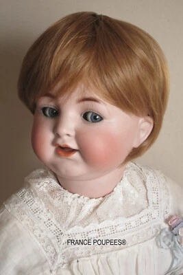 Perruque pour poupée ancienne poupon-cheveux courts blond foncé-Tête32/33cm(13") - Photo 1/2