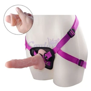 Realistic Penis Strap On Dildo Soft Cock With Suction Cup For Lesbian Sex Toys - Picture 1 of 11