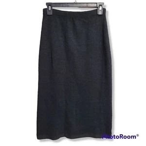 Essentials Black Pull On High Waist Sweater Knit Midi Pencil Skirt Size Medium - Picture 1 of 7