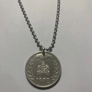 1972 Algeria 1 Dinar Coin Pendant On 24” Chain Necklace. Great Gift 🎁 A1 - Picture 1 of 5