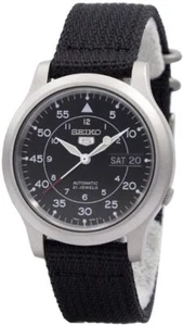SEIKO 5 SNK809 SNK809K2 Army Automatic Nylon Black 21 jewels - Picture 1 of 3