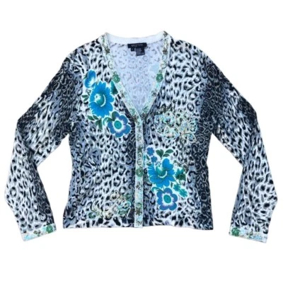 Cárdigan para mujer Etcetera talla L manga larga con botones lentejuelas estampado animal Foto 1 de 4