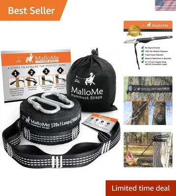 XL Hammock Straps Set - 12ft Heavy Duty, 2000LBS, No-Stretch Suspension Kit - Image 1 of 4