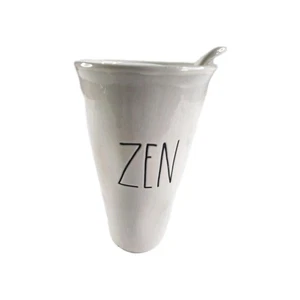 Rae Dunn Magenta Zen Kaffeebecher Reise Keramik Becher Tasse Deckel Elfenbein Neu - Bild 1 von 7