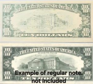 1977 $10 Dollar Note Full Insufficient Ink Error Reverse Uncirculated - Picture 1 of 4