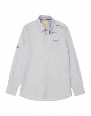 GUESS Mens Shirt Size 40 Medium Blue Striped Cotton BJ05 - Image 1 of 4