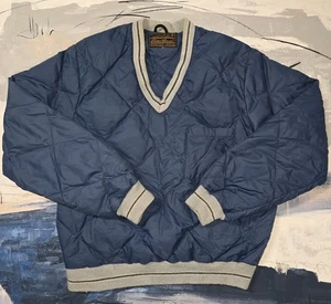 Chaqueta Pullover Acolchada Azul Plumón de Ganso Premium Eddie Bauer Años 70 De Colección  - Imagen 1 de 9