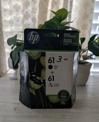 HP 61 COMBO PACK BLACK & TRI COLOR EXP 10/2018 UNOPENED IN FOIL OPEN BOX - Image 1 of 4