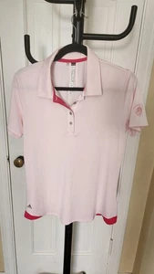 ADIDAS WOMEN'S GOLF ESSENTIALS POLO SHORT SLEEVE SHIRT LIGHT PINK SIZE M - Picture 1 of 10