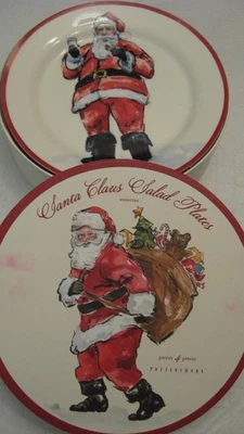 Pottery Barn Santa Claus Salad Plates Set of 4 - Image 1 of 4