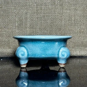 Unique Bonsai pot, handmade , Rare colors and unique crackle glaze, size 4" - Picture 1 of 9