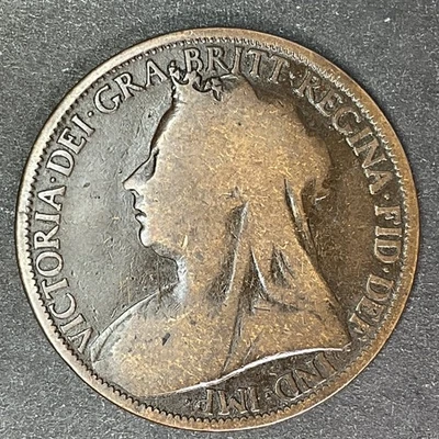 1896 UK Great Britain Large 1 One Penny Bronze Queen Victoria World Foreign Coin - Image 1 of 3