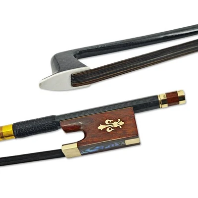 4/4 Full Size Violin Bow Carbon Fiber Braided Straight Pernambuco Level Black - Image 1 of 4