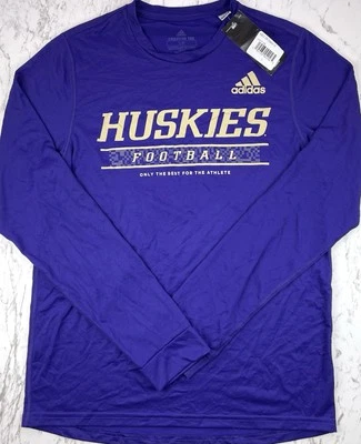 Adidas Washington Huskies Football Long Sleeve Shirt Mens Small NWT - Image 1 of 4