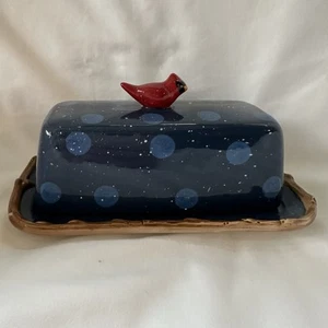 Cozy Christmas 2012 Red Cardinal Bird Cottagecore Butterdose / NOS No Box - Bild 1 von 9