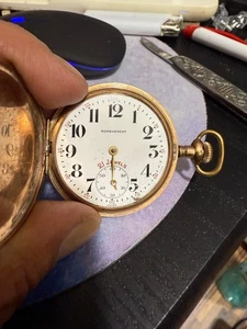 ANTICO OROLOGIO DA TASCA 1890 REALIZZAZIONE ORO 14K RIEMPITO - Foto 1 di 6
