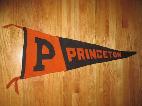 1940 - 50s PRINCETON TIGERS Wool 34" Pennant w/ Tassels STITCHED LETTERS Cover