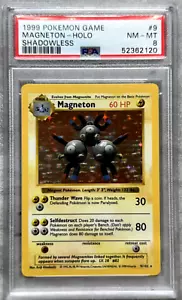 Pokémon Card Shadowless Magneton Holo Rare PSA 8 NM-Mint, Base Set #9, 1999 (1A) - Picture 1 of 4