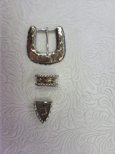 Toddler Sterling Silver Belt Buckle Set - Picture 1 of 16