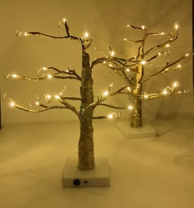 Albero di betulla oro con luci led set di 2 luci batteria 20 pollici o USB - Foto 1 di 4