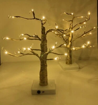Gold Birch Tree with LED Lights  Set of 2 Light Up 20 inches Battery or USB - Image 1 of 4
