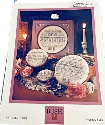 VTG`94 Shepherd's Bush Gathered Hours Cross Stitch 3 Sampler Charts Leaflet - Image 1 of 4