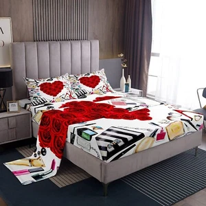 Rose Flower Sheet Set Full Size for Girls Women Beauty,Romantic Valentine's D... - Picture 1 of 6