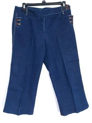 Pantalones de mezclilla Larry Levine Sailor talla 8P azules elásticos náuticos capris recortados pierna recta Foto 1 de 4